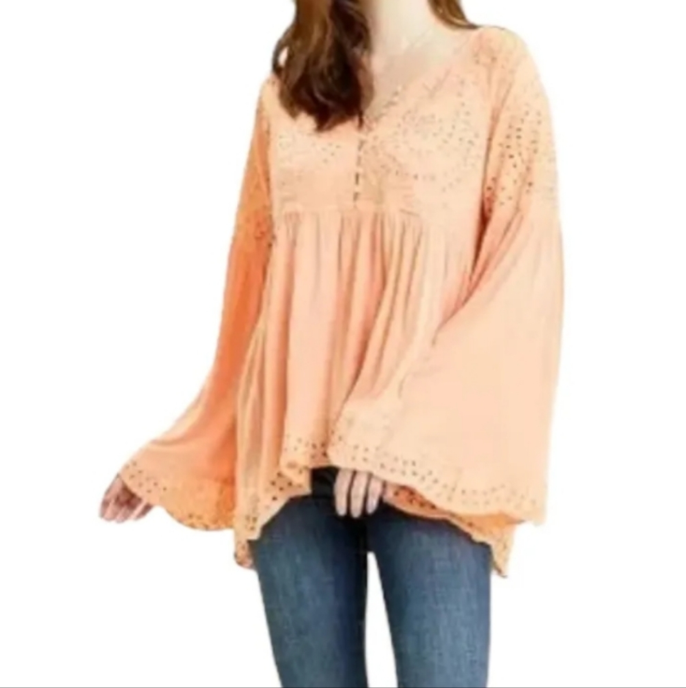 NWT Free people sunblush boho top bell sleeve